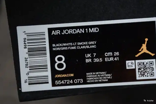 Reps TBK Mid 1 Shadow 554724-073 Jordan White AIR 0614